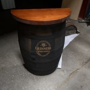 Guinness branded half barrel table - MDF Top