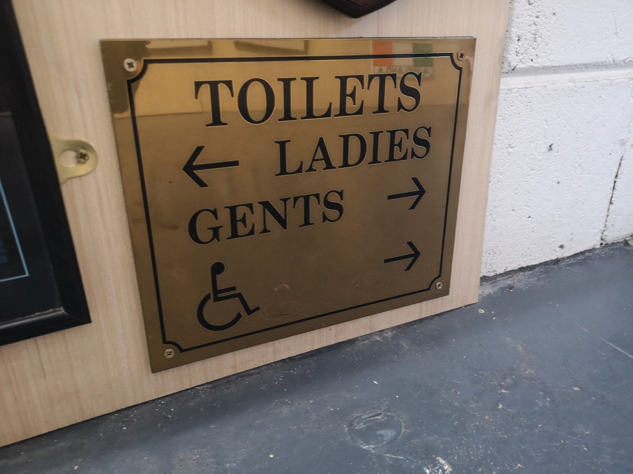 Brass Ladies / Gents toilets sign Used Pub and Hotel Equipment