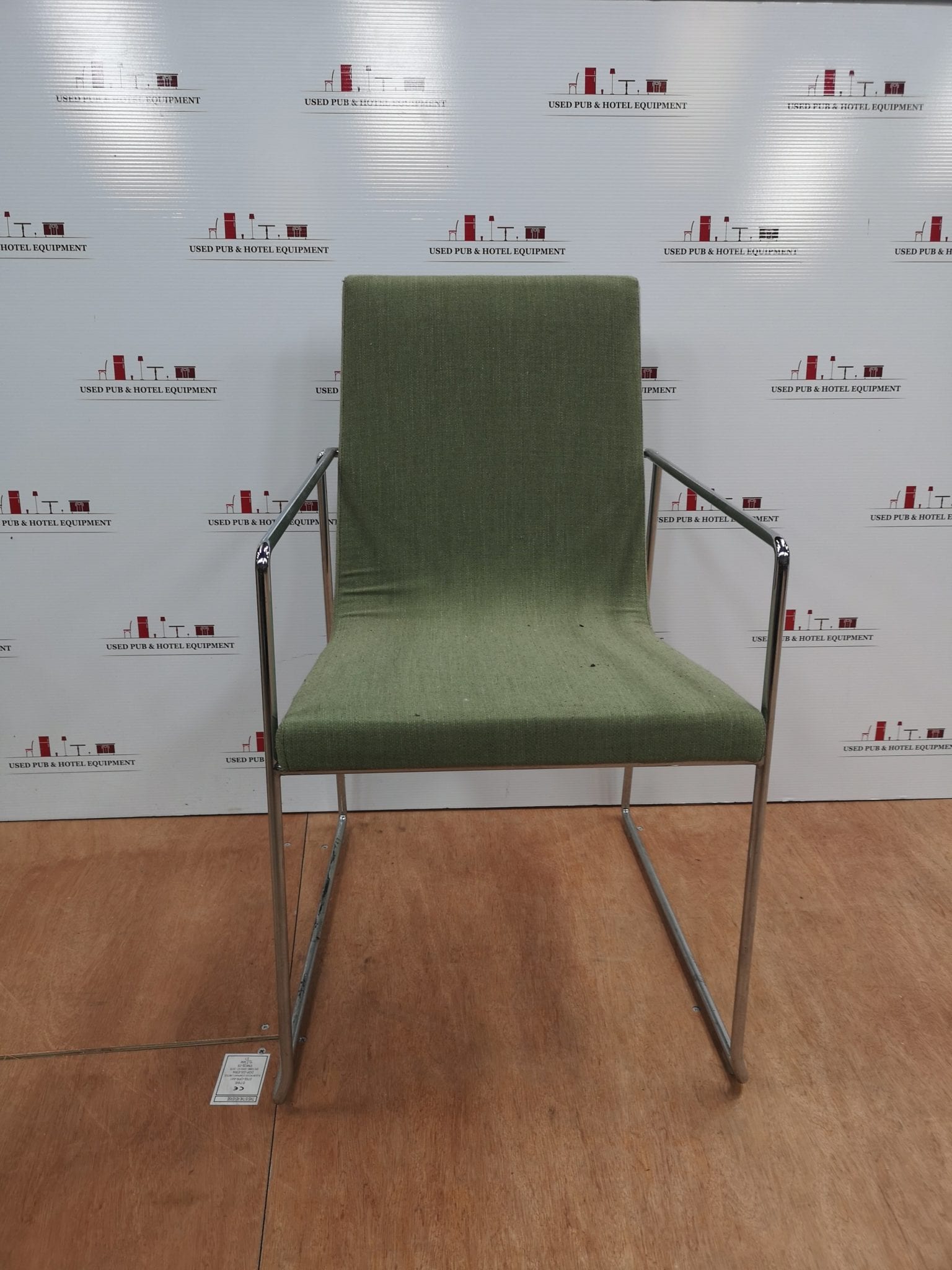 Green fabric lounge chairs - Used Pub and Hotel Equipment