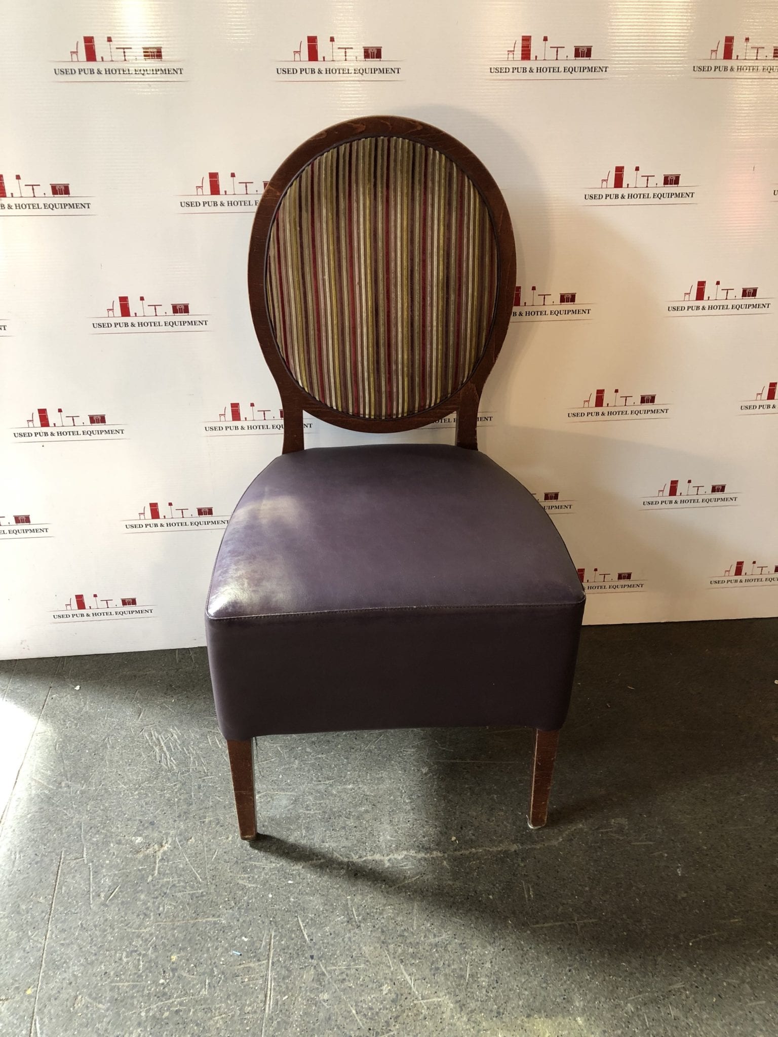 Purple Leather Striped Cloth Dining Chair Used Pub And Hotel Equipment
