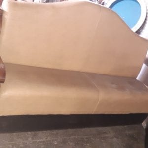 Cream leather high back bench (6ft)