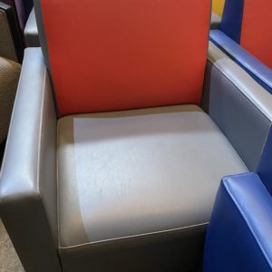 Yellow/blue arm chairs