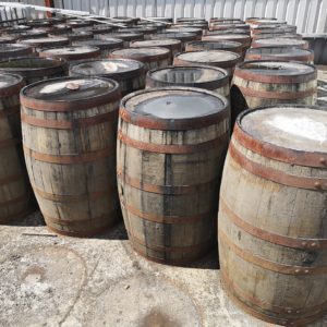 Plain untreated whiskey barrel